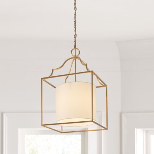 Phillipe Bird Cage Pendant Light with Linen Drum Shade | Ballard Designs, Inc.