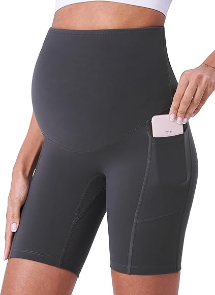 POSHDIVAH Women's Maternity Shorts Over The Belly Biker Yoga Active Pregnancy Workout Short Pants... | Amazon (US)