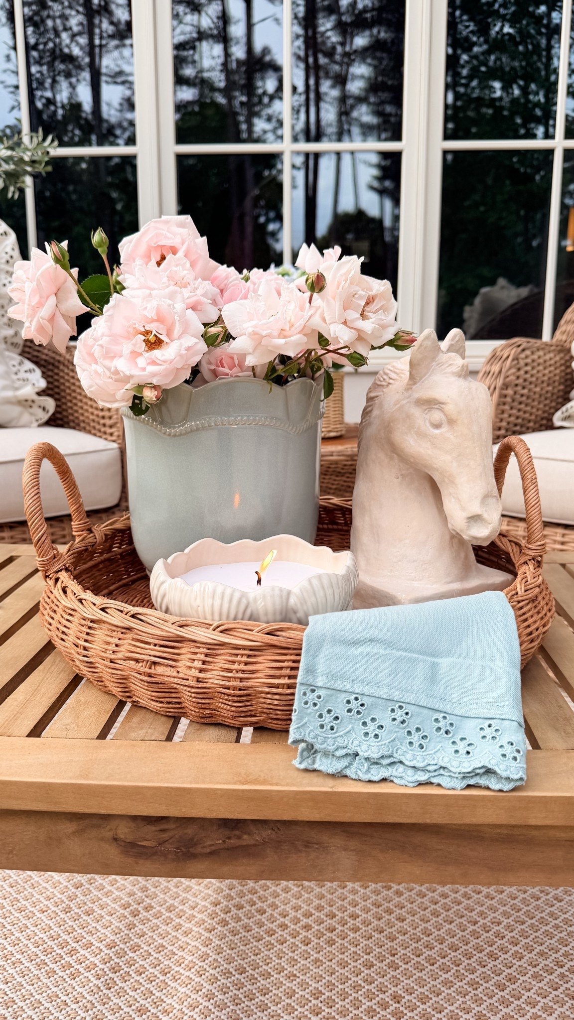 @Target  outdoor Centerpiece idea! I love how this one turned out. Cut some fresh roses to enjoy while sitting in this space! Also, really enjoying this citronella outdoor candle! #Target #TargetPartner 

#LTKSeasonal #LTKHome