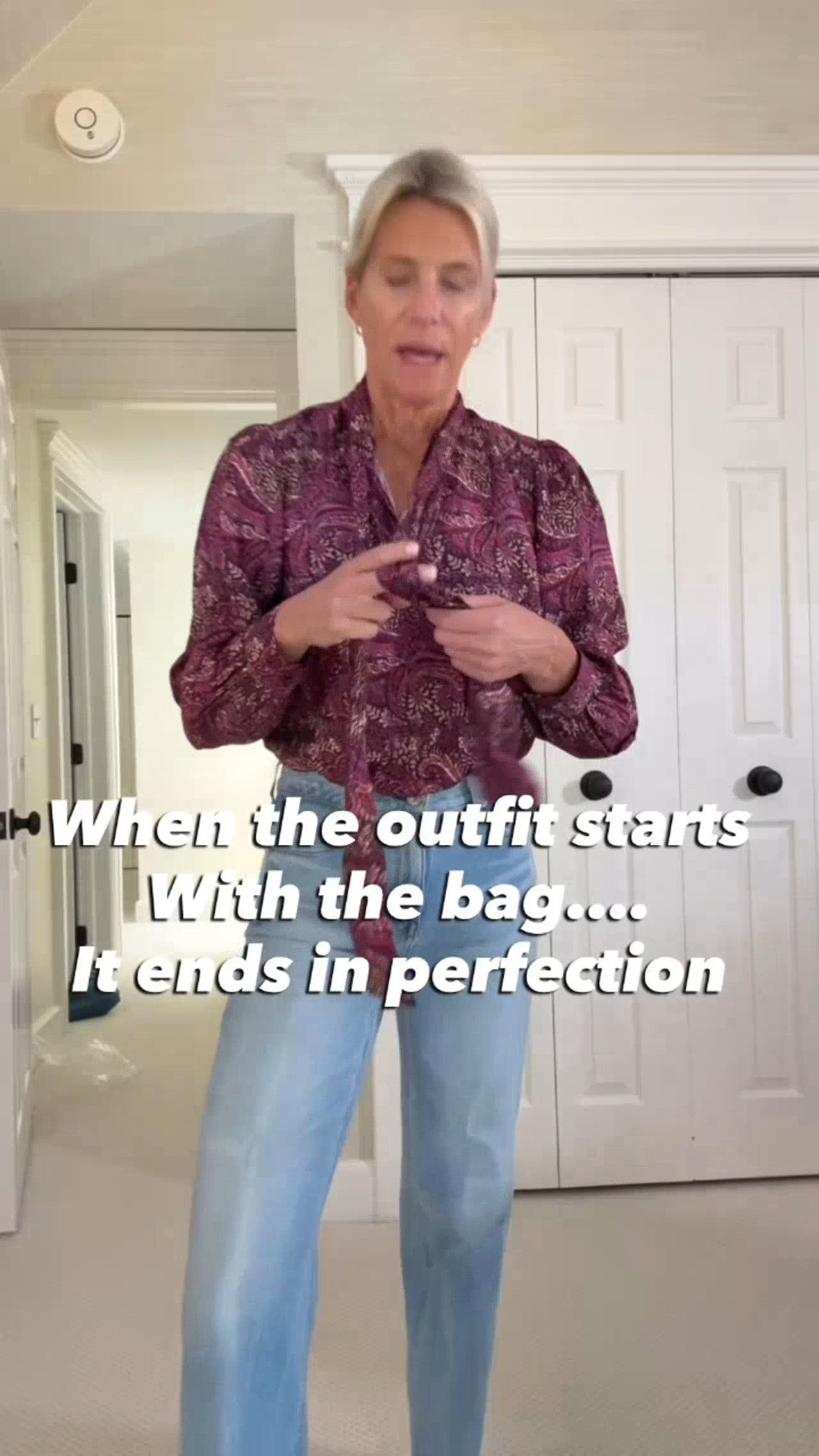I loved this mulberry bag so much that I basically built the whole outfit around it. The rich color looks SO pretty with light-wash jeans, and adding the printed blouse, blue shoes, and cropped jacket pulled everything together. Am I going anywhere? Nope. Am I still carrying the bag downstairs to my desk? Absolutely. 

 #LTKdayinmylife #LTKgrwm #LTKootd