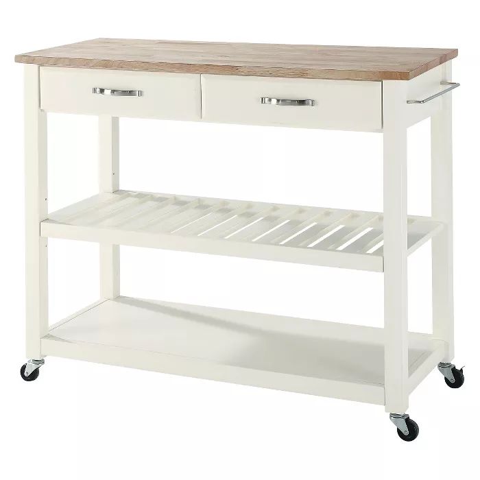 Natural Wood Top Kitchen Cart/Island With Optional Stool Storage - Crosley | Target