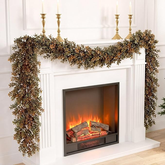 Riceshoot 6Ft Fall Garland for Mantle Fireplace Autumn Artificial Garland with Realistic Leaves R... | Amazon (US)