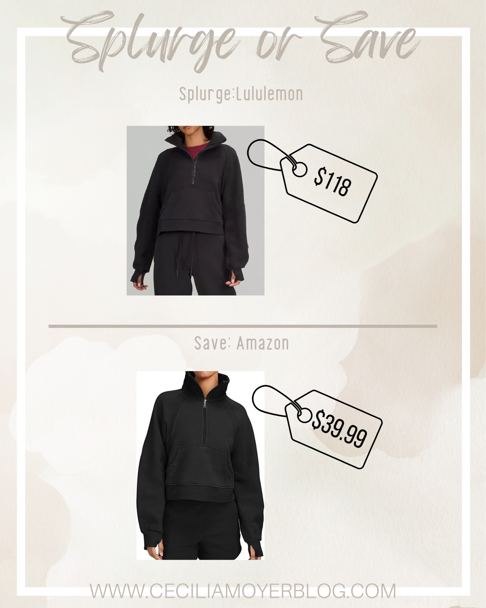 Splurge on Lululemon pullover or save on Amazon pullover!  Black pullover - fall fashion - workout - sports game - work from home - Lululemon dupe - mom style



#LTKfit #LTKunder50 #LTKunder100
