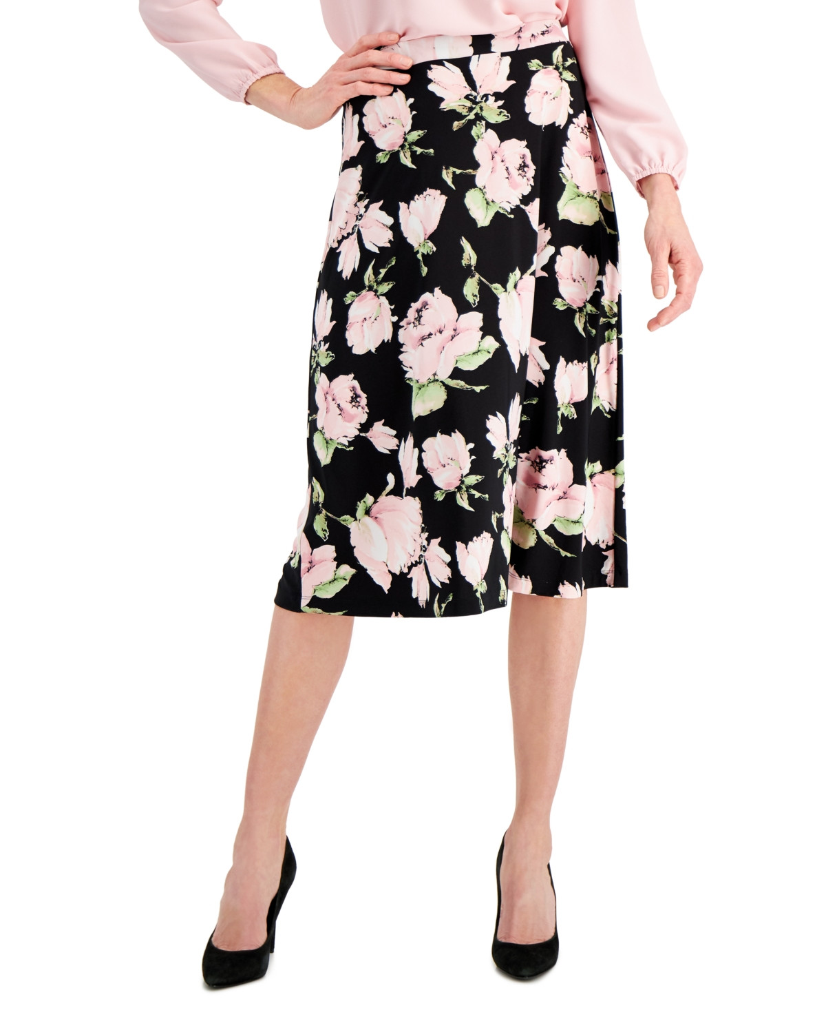Kasper Floral-Print Midi Skirt | Macys (US)