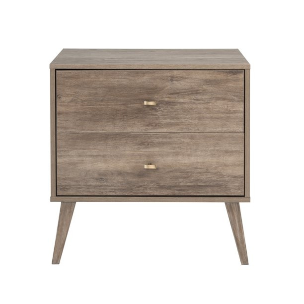 Prepac Milo Mid-Century Modern Bedroom Nightstand, 2-Drawer, Drifted Gray - Walmart.com | Walmart (US)