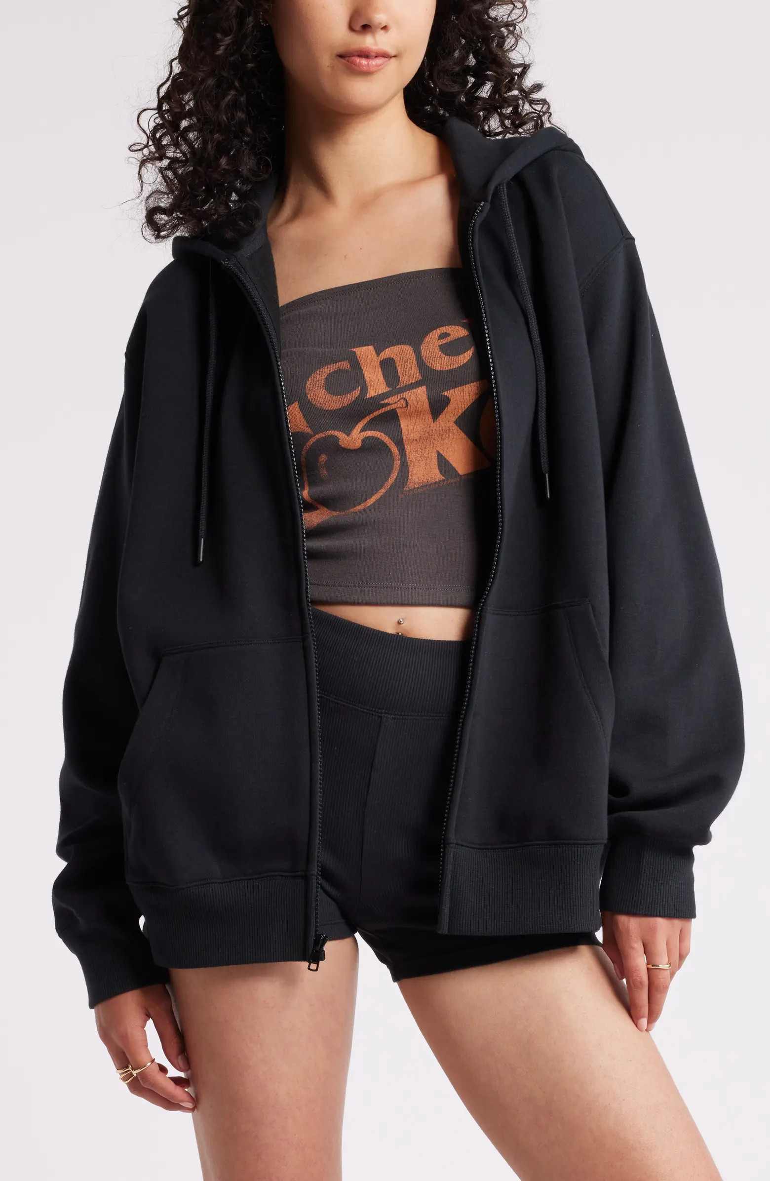Oversize Zip Fleece Hoodie | Nordstrom