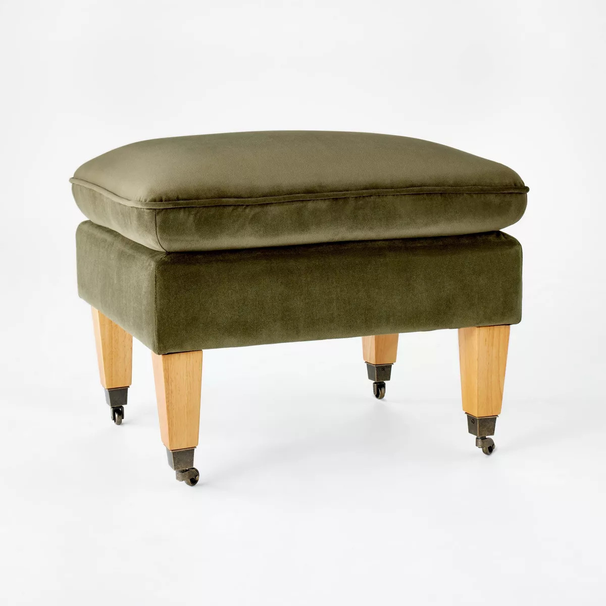 Talbert Ottoman Olive Velvet - Threshold™ designed with Studio McGee | Target