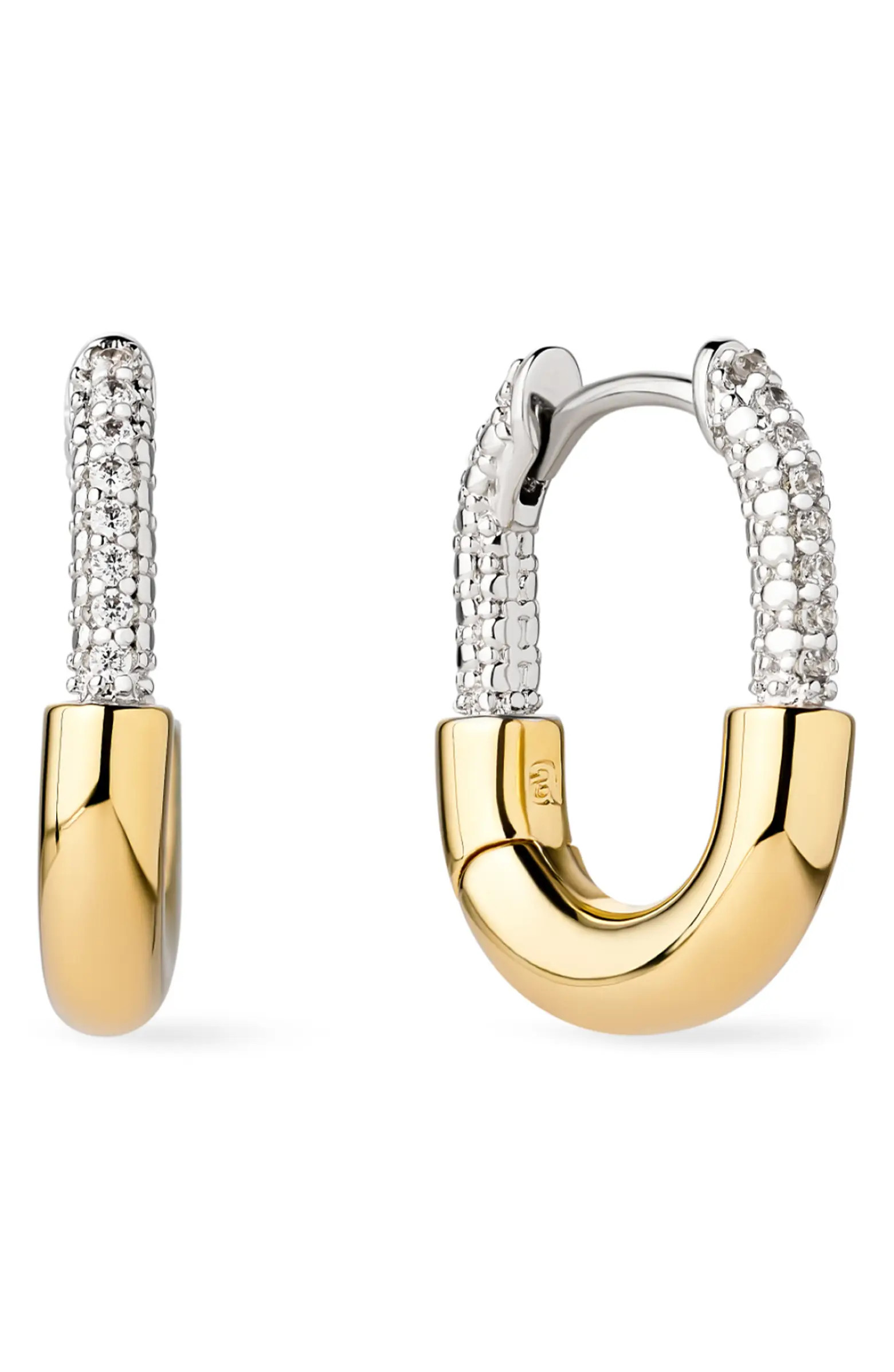 Brynley Two Tone Pavé Hoop Earrings | Nordstrom