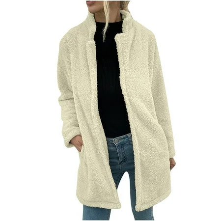 CYMMPU Long Sleeve Turndown Collar Blouse Shirt Fashion Women Lengthened Plush Long Sleeve Outwear W | Walmart (US)