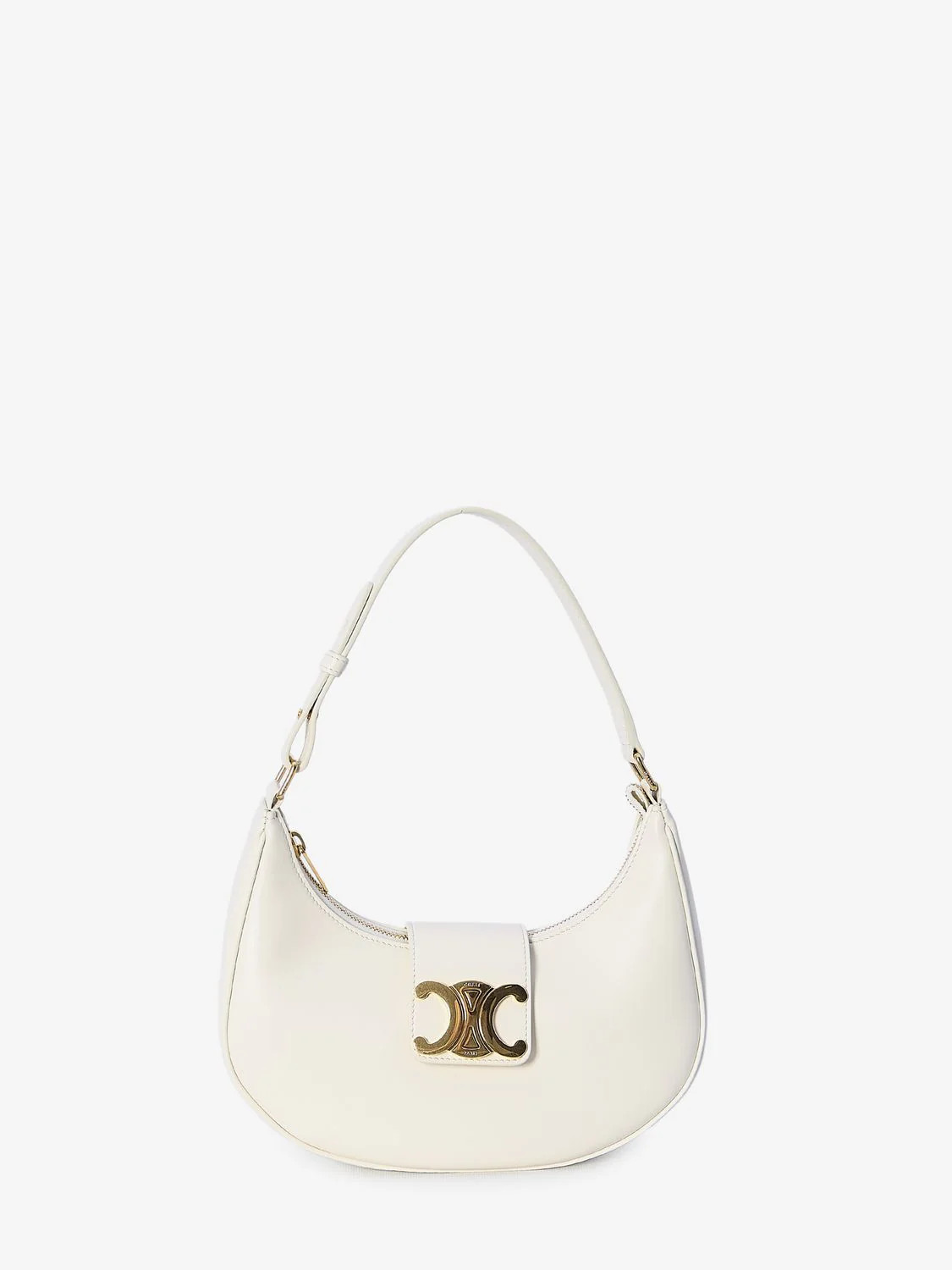 Celine Women's Ava Triomphe Medium Bag In Smooth Calfskin in White | 114493DGQ.00WC | LOZURI