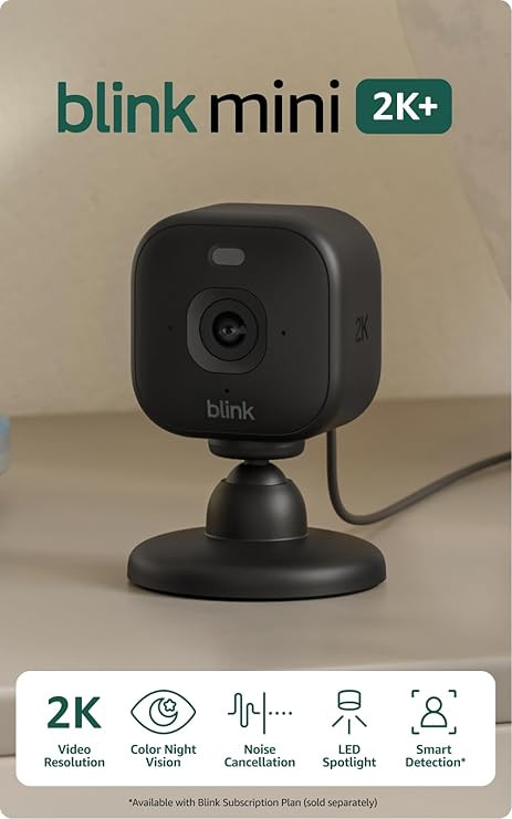 Blink Mini 2K+ (newest model) – Plug-in Home & Pet Indoor Security Camera with 2K video resolut... | Amazon (US)