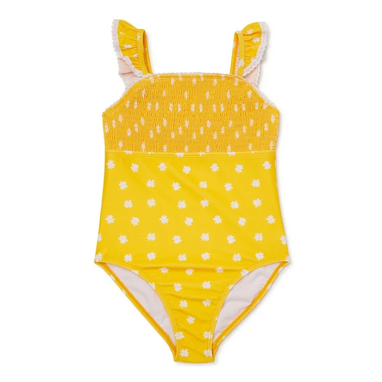 Wonder Nation Girl's Smocked 1-Piece, Sizes 4-18 & Plus | Walmart (US)