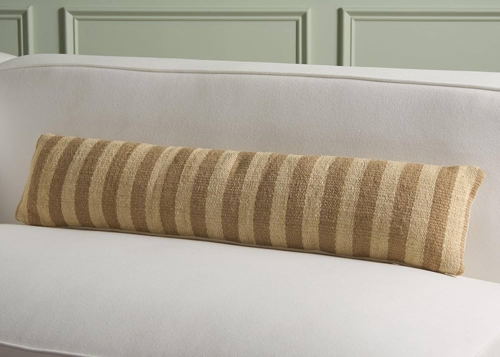 SAFAVIEH Nomy Throw Pillow, 36" L x 8" W, Mustard/Beige | Amazon (US)