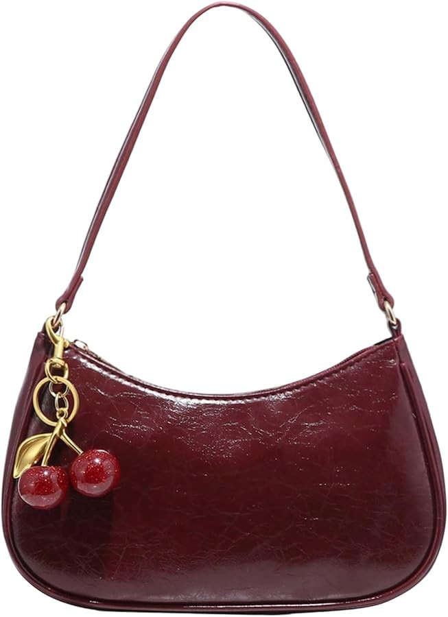 Women's PU Leather Shoulder Bag Zipper Top Shoulder Purse Cute Underarm Bag | Amazon (US)