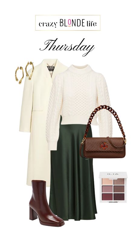 This look is perfect for work, lunch with friends or even Thanksgiving! The creamy whites are perfect with the green satin skirt and chocolate accessories  

#LTKworkwear #LTKstyletip #LTKitbag