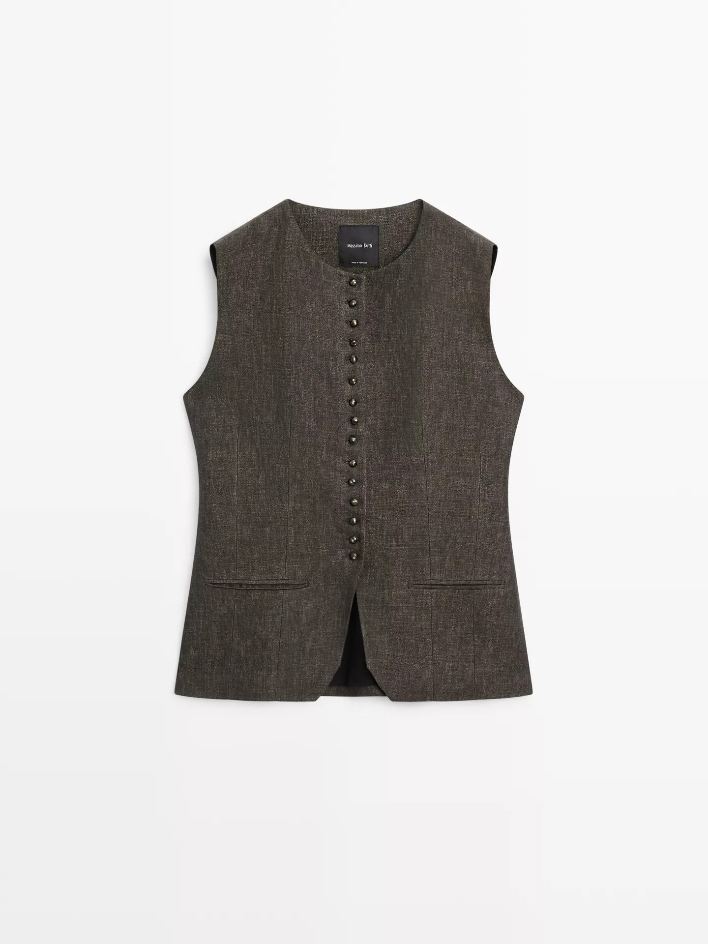100% linen vest with button detail | Massimo Dutti UK