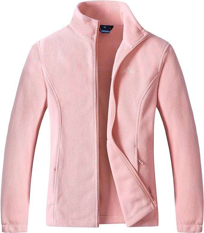 GIMECEN Women's Lightweight Full Zip Soft Polar Fleece Jacket Outdoor Recreation Coat With Zipper... | Amazon (US)
