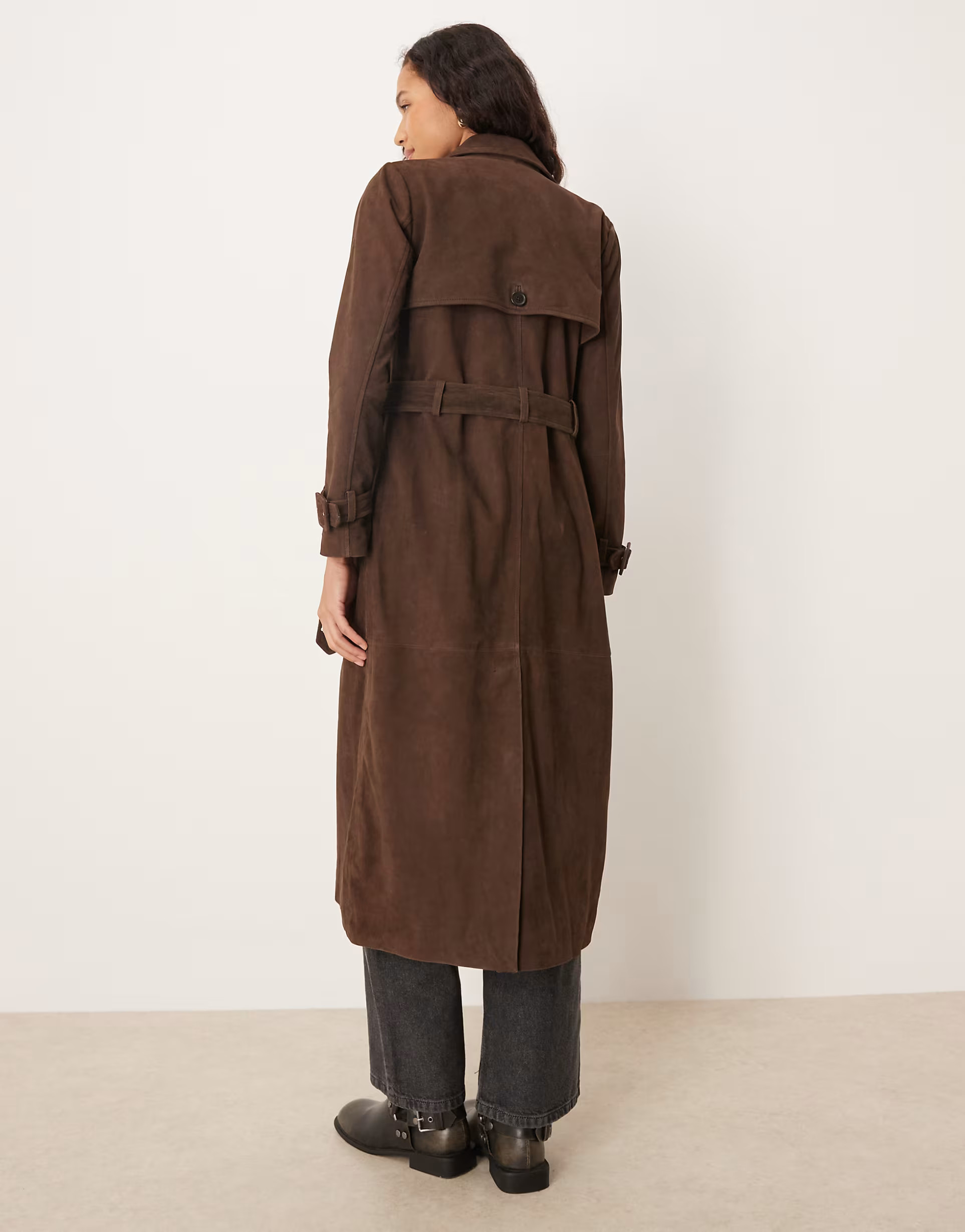 Barneys Originals Real suede chocolate trench coat in chocolate | ASOS | ASOS (Global)