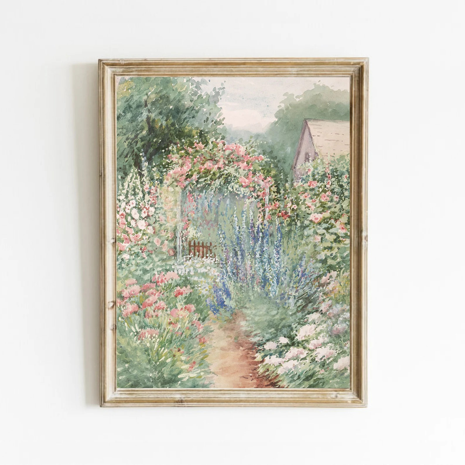 Flower Garden Print, Summer Garden Painting, Vintage Country Landscape, Antique Farmhouse Garden ... | Etsy (US)