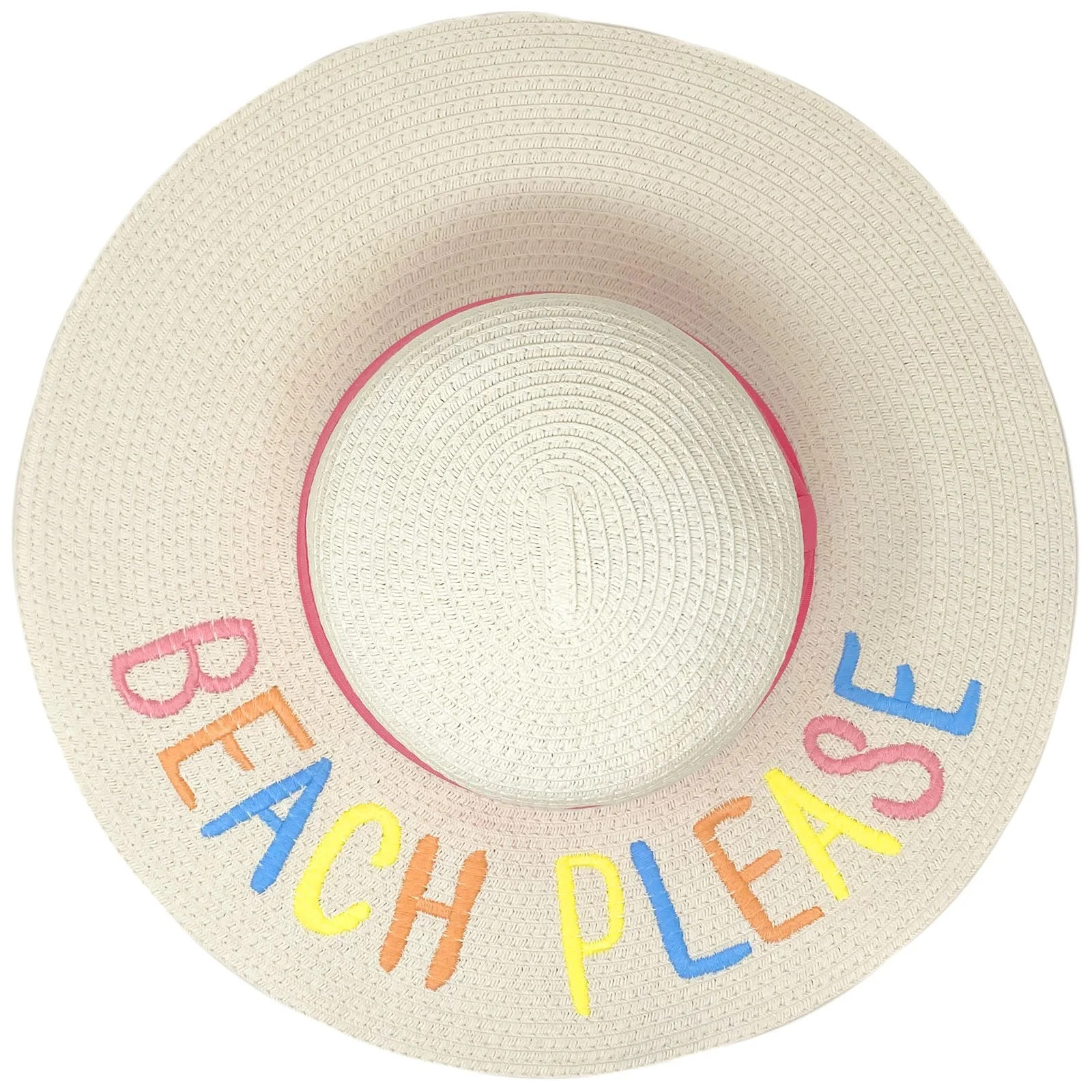 Fun Verbiage Elegant Wide Brim 4" Summer Derby Beach Pool Floppy Dress Sun Hat (Beach Please, Whi... | Walmart (US)