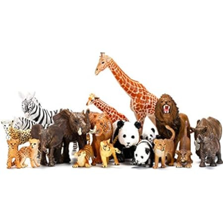 Safari Zoo Animals Figures Toys, 14 Piece Realistic Jungle Animal Figurines, African Wild Plastic An | Amazon (US)