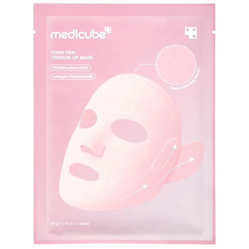 medicube PDRN Pink Tension Up Mask | 3-Step V-line Mask for Contoured-Looking Chin & Jawline | Full-Face Firming Care with Salmon PDRN, NAD & Caffeine | Korean Skincare, 34g x 4ea + Tightening Band | Amazon (US)