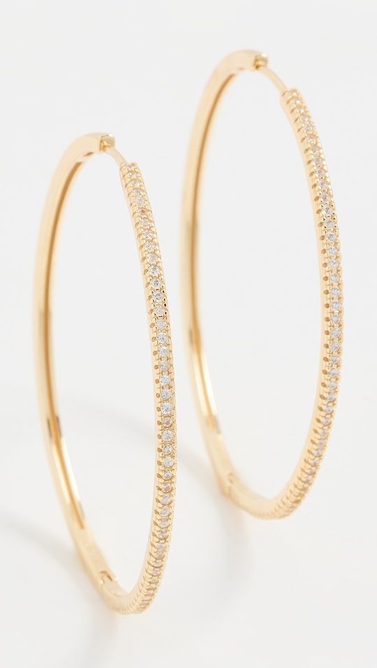 Adina's Jewels Large CZ Thin Hoop Earrings | SHOPBOP | Shopbop