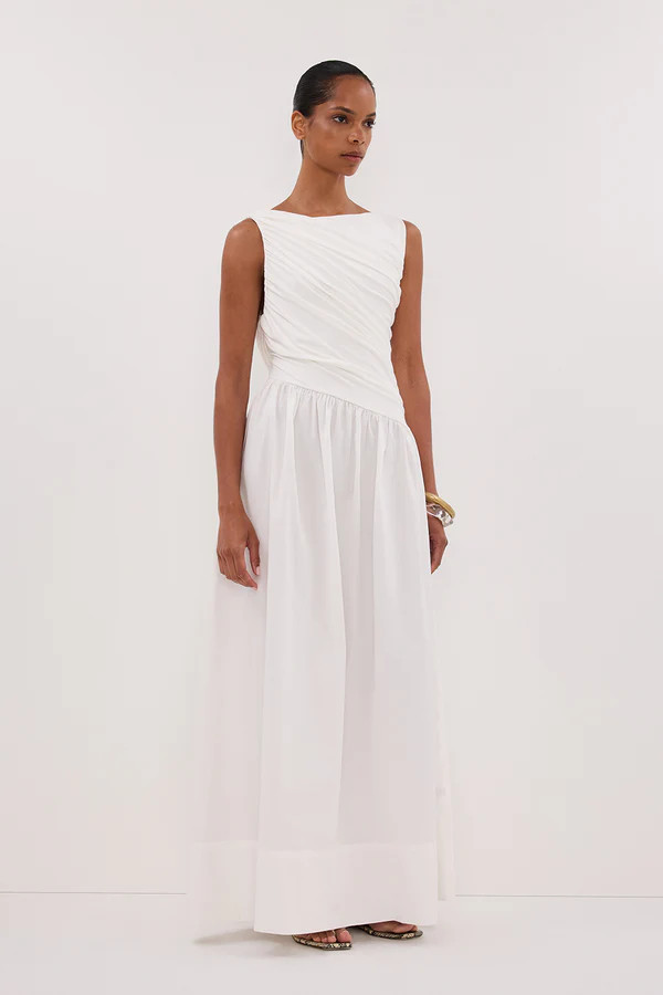 ALEXANDRA WHITE HYBRID MIDI DRESS | DISSH