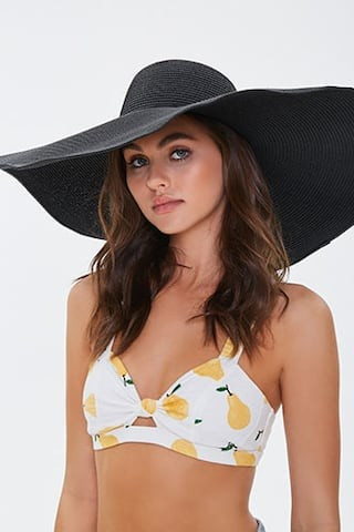 Forever 21 Oversized Floppy Straw Hat , Black | Forever 21 (US)