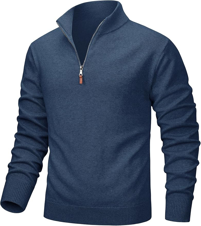 MAGCOMSEN Men's Quarter Zip Pullover Lightweight Mock Neck Polo Sweater Long Sleeve Warm Fall Win... | Amazon (US)