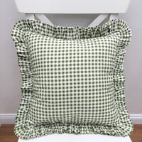 Bohemian Frill Linen Gingham Pillow Cover - Color Options With Edges Lulu | Etsy (US)