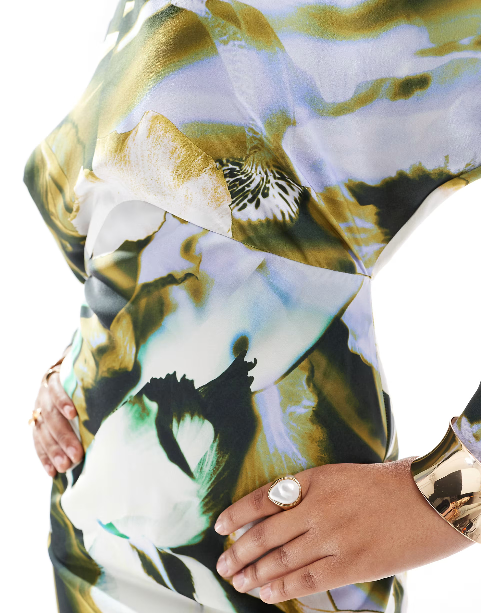 ASOS DESIGN satin batwing maxi dress in floral print | ASOS (Global)