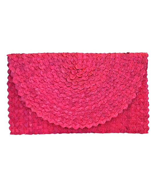 GALiAN Women's Handbags Fuschia - Fuschia Woven Flap Clutch | Zulily