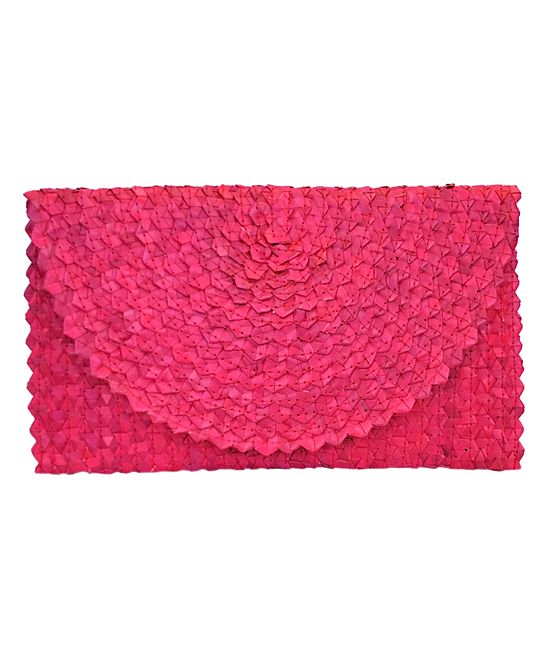 GALiAN Women's Handbags Fuschia - Fuschia Woven Flap Clutch | Zulily