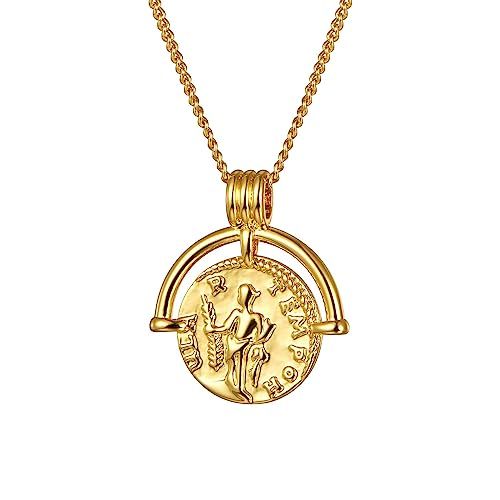 ACC PLANET Coin Necklace 18K Gold Plated Vintage Coin Pendant Gold Necklace for Women Girls | Amazon (US)