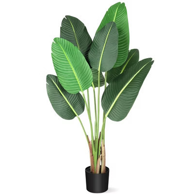 48" Artificial Tree Bird of Paradise, Artificial Plant Faux Plant Palm Tree Artificial Banana Leaf Fake Plants with Pot for Home Decor | Target