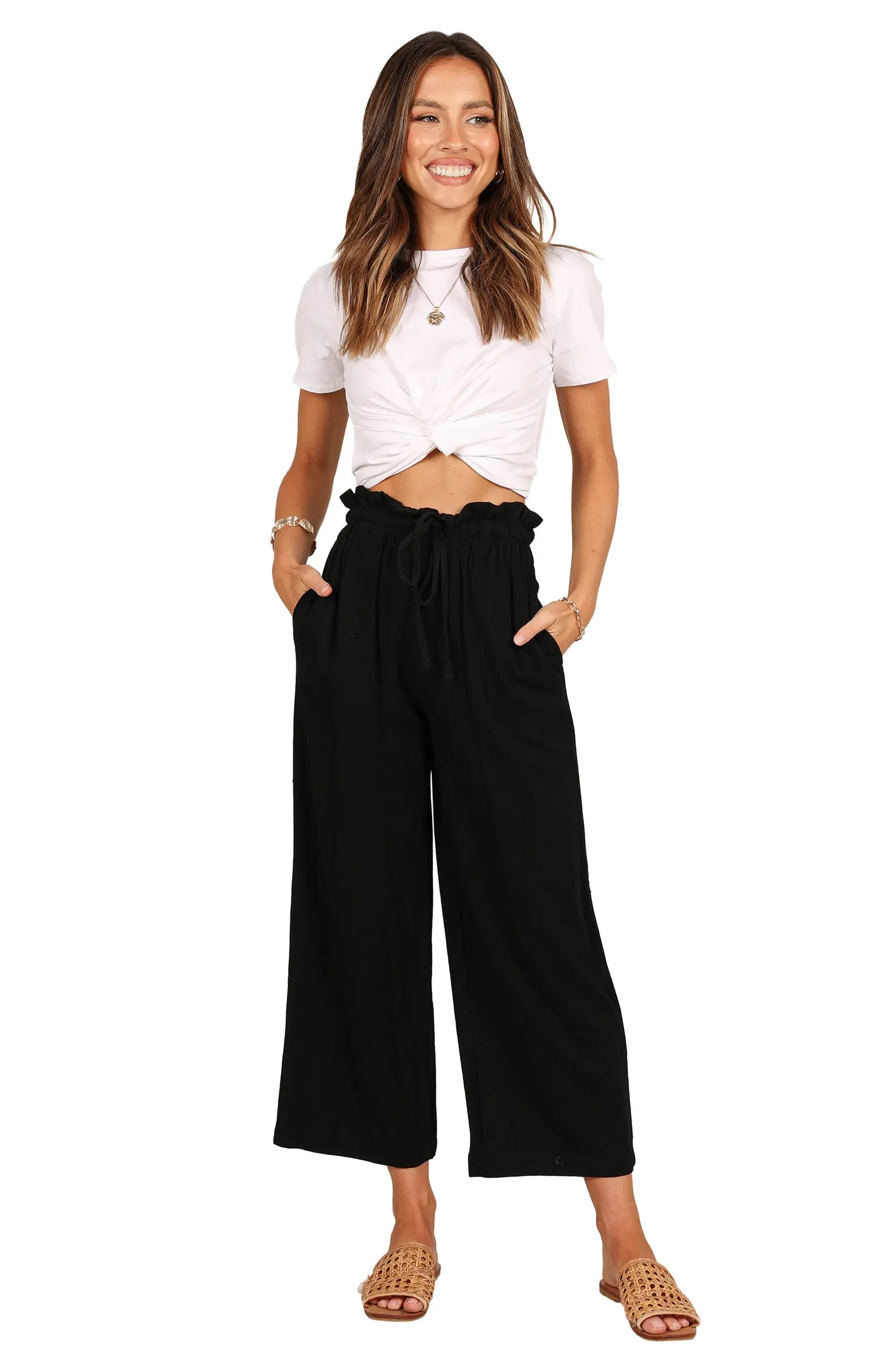 Hawthorne Linen Blend Wide Leg Crop Pants | Nordstrom