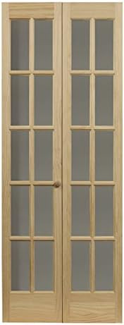 Pinecroft 852730 Traditional Divided Glass French Bifold Intior Wood Door, 36" x 80" Unfinished | Amazon (US)