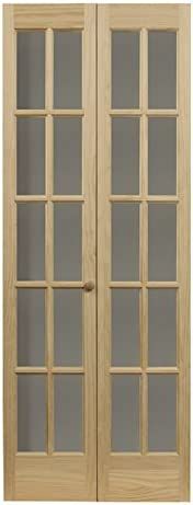 Pinecroft 852730 Traditional Divided Glass French Bifold Intior Wood Door, 36" x 80" Unfinished | Amazon (US)