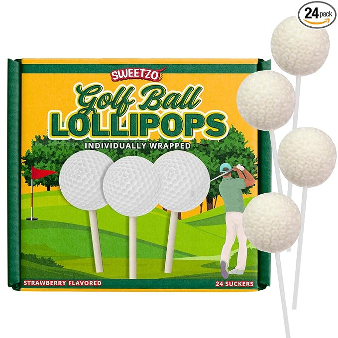 Golf Ball Shaped Lollipops, Individually Wrapped Sports Themed Suckers, Candy Party Favors, 24 Co... | Amazon (US)