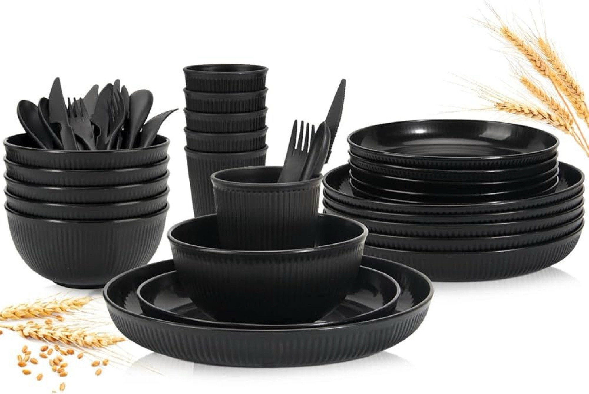 ✨ OAMCEG Plates and Bowls Sets Kitchen 30 Pcs, Plastic Wheat Straw Dinnerware Set, Dinner Plate/Dessert Plate/Cereal Bowl/Cup/Flatware Set, Dishwasher Microwave Safe, Outdoor Camping Dishes, Black✨

#LTKFindsUnder50 #LTKSeasonal #LTKHome