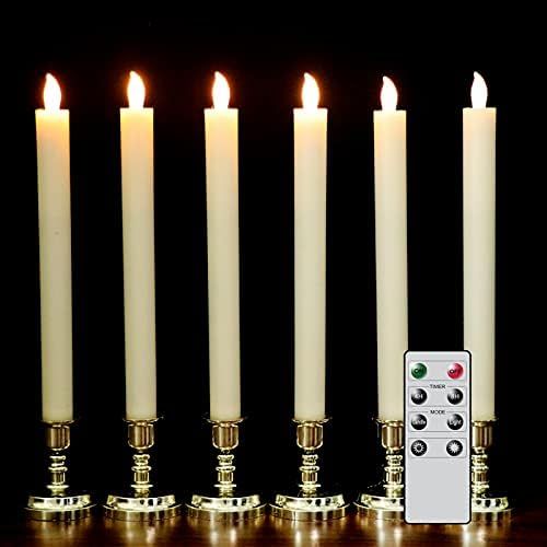 DRomance Set of 6 Flameless Taper Candles with Remote and 4H/­8H Timer, Real Wax Ivory Candles L... | Amazon (US)