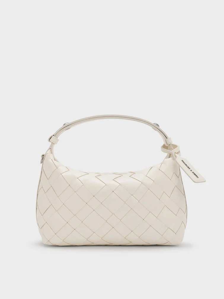 Ivette Woven Shoulder Bag - Cream | Charles & Keith US