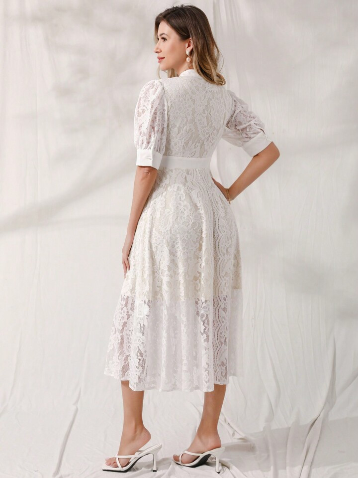 SHEIN Privé Vrouwen Kort Kant Hemdjurk | SHEIN