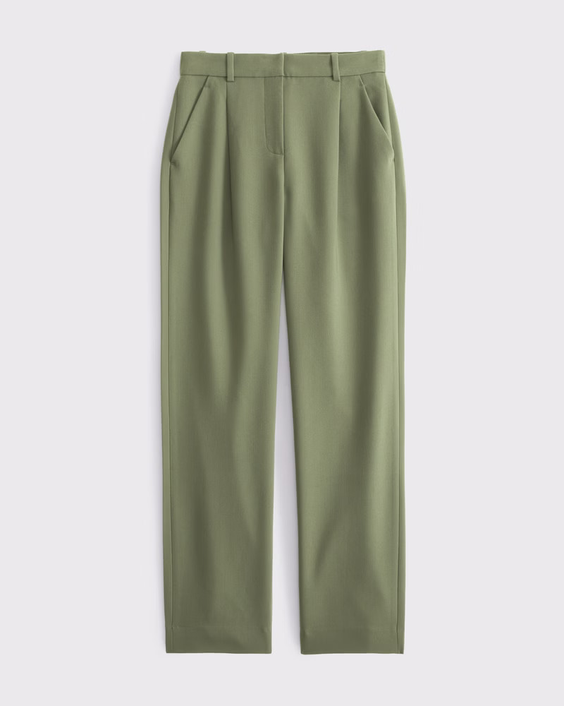 Abercrombie & Fitch Women's Curve Love A&F Quinn Tailored Straight Pant in Olive - Size 28 | Abercrombie & Fitch (US)