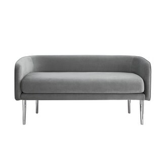 Mira Upholstered Bench with Metal Legs (Grey Velvet) | Bed Bath & Beyond