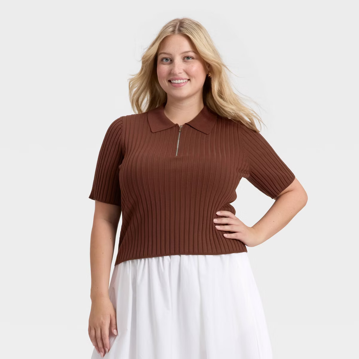 Women's Half Zip Pullover Sweater - A New Day™ Brown 2X | Target