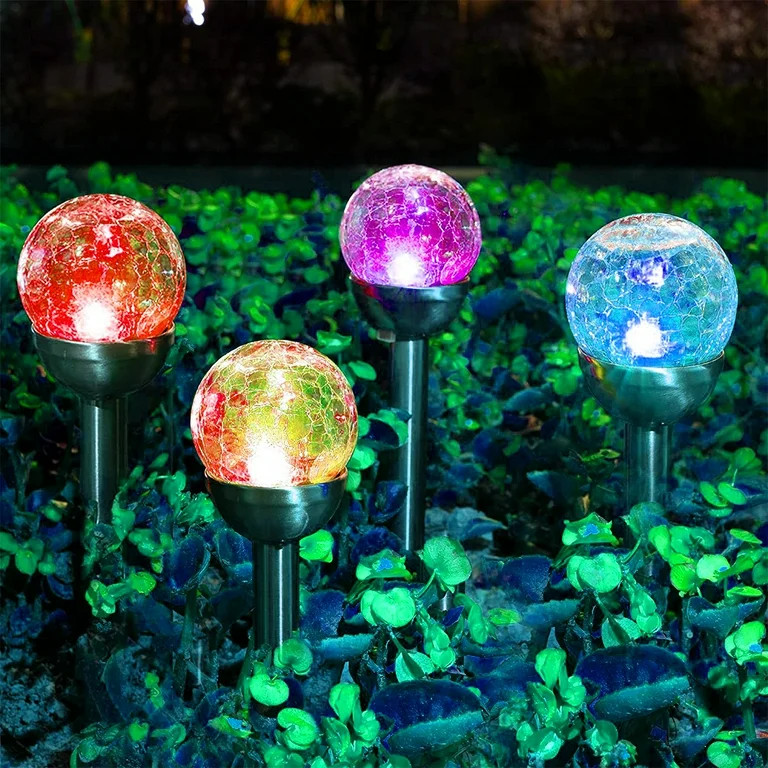 GLUAAE Solar Lights Outdoor, Cracked Glass Ball Dual LED Garden Lights, Landscape/Pathway Lights ... | Walmart (US)