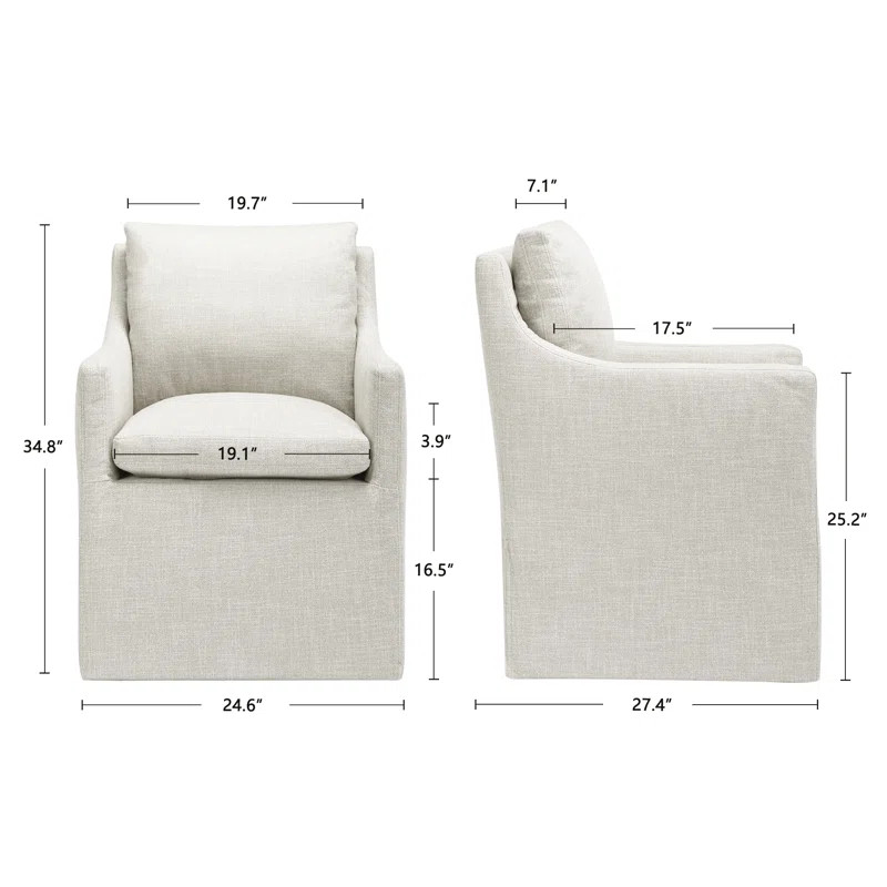 Latitude Run® Bronte 24" Wide Country Farmhouse Linen Down Fill Upholstered Dining Armchair & Re... | Wayfair North America