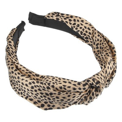 Unique Bargains Women's Leopard Spots Top Knot Headband 1 Pc Khaki | Target